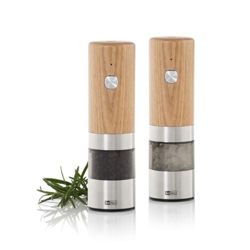 Ad Hoc Ash Wood Electric Pepper And Salt Mill With Ceramic Grinder USBRechargeable Ø5xH17cm, I.Mill, Ceracut