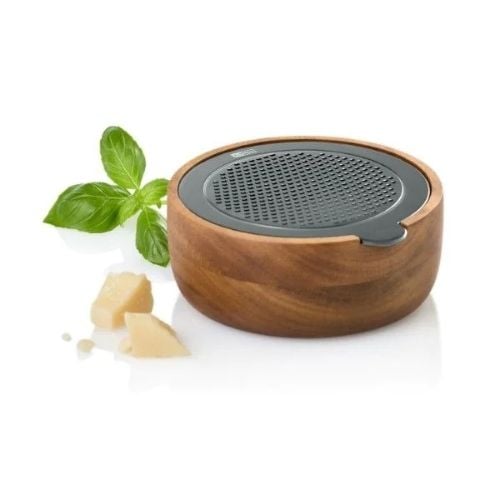 AdHoc Cutnserve Wooden Round Table Fine Grater Ø12.5xH5cm, Natural & Black,