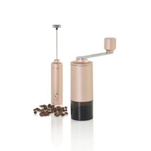 Ad Hoc Plastic Coffee Grinder Manual Mill With Ceramic Grinder Ø5.6xH 18.8cm, Light Copper, Moro, Ceracutxl