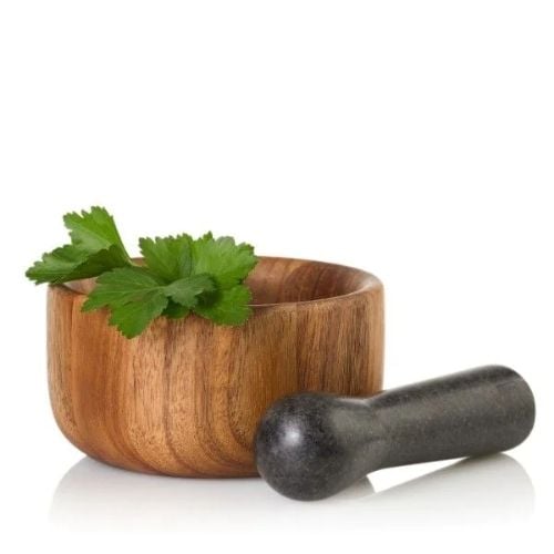 AdHoc Taru Wooden Mortar & Granite Pestle Ø13xH6.8cm, Natural & Black