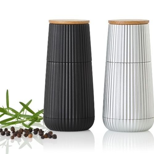 AdHoc Scape Pepper & Salt Mill Set Ø5.8xH12.3cm, Black & Silver