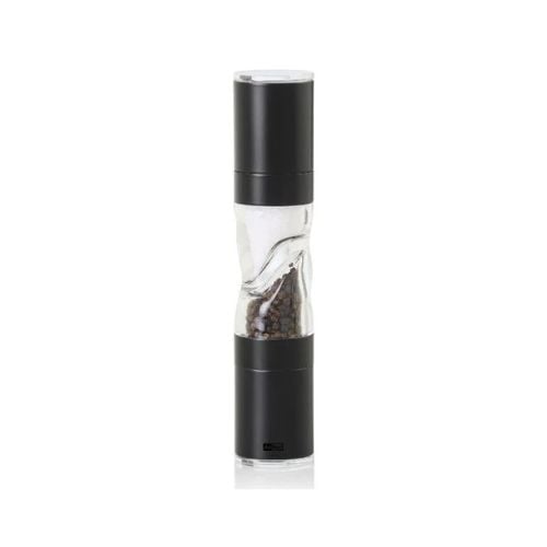 Ad Hoc Stainless Steel Salt & Pepper Double Mill With Ceramic Grinder Duomill Pure Ø4.5xH22cm, Black, Ceracut