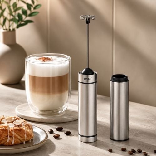 Ad Hoc Plastic Electric Milk & Sauce Frother Ø3.2xH20.8cm, Light Grey, Moro