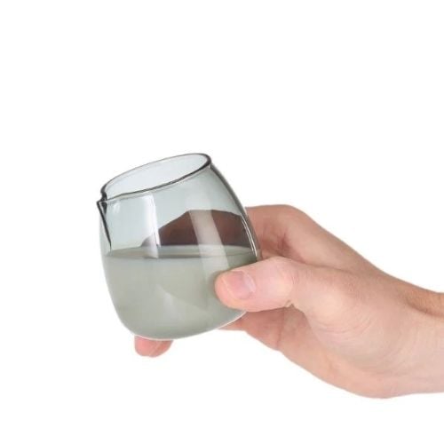 AdHoc Yuna Glass Milk & Sugar Set With Wooden Coaster L16xW8.5xH1.5cm, 2x230ml, Glass Grey