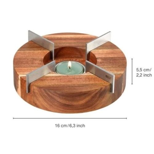 AdHoc Tuto Wooden With Stainless Steel Teapot & Food Warmer Ø16xH5.5cm