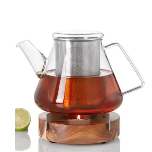 AdHoc Tuto Wooden With Stainless Steel Teapot & Food Warmer Ø16xH5.5cm