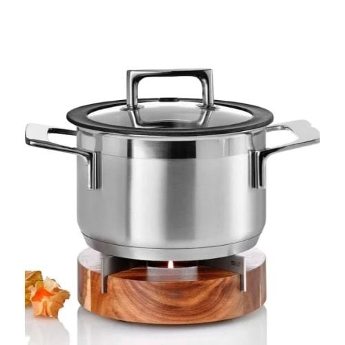 AdHoc Tuto Wooden With Stainless Steel Teapot & Food Warmer Ø16xH5.5cm