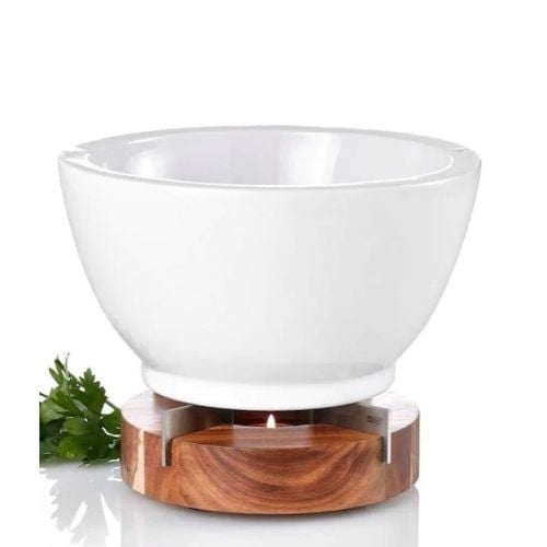 AdHoc Tuto Wooden With Stainless Steel Teapot & Food Warmer Ø16xH5.5cm