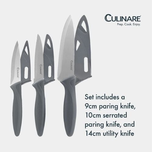 Culinare 3 Piece Knife Set, Grey