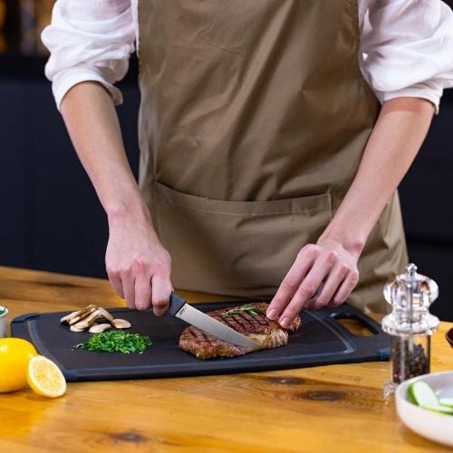 Zyliss Stainless Steel Steak Knife With Translucent Blade Cover 12cm, Gray, Utility