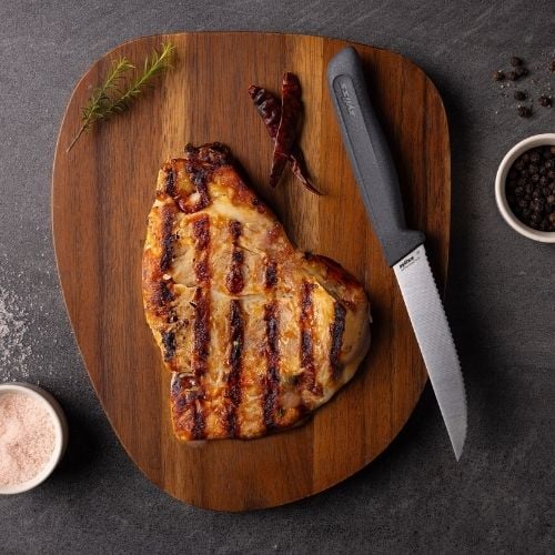 Zyliss Stainless Steel Steak Knife With Translucent Blade Cover 12cm, Gray, Utility