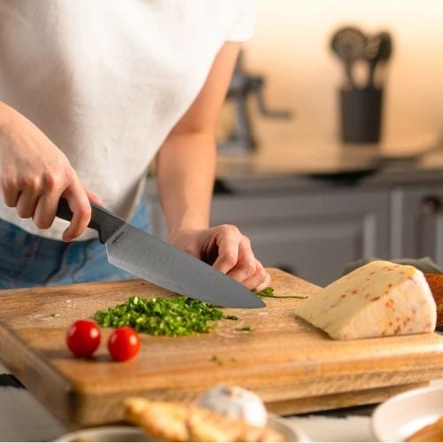 Zyliss Stainless Steel Chef Knife With Translucent Blade Cover 15cm, Gray, Utility