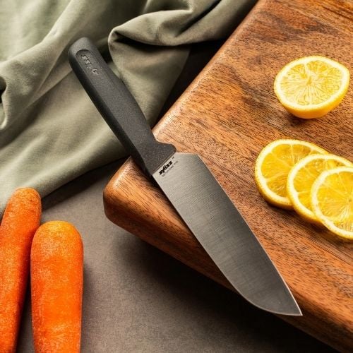 Zyliss Stainless Steel Santoku Knife With Translucent Blade Cover 15cm, Gray, Utility