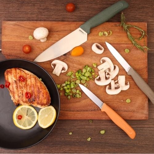 Zyliss Stainless Steel 3-Piece Chef& Paring Knife Set With Translucent Blade Cover, Utility