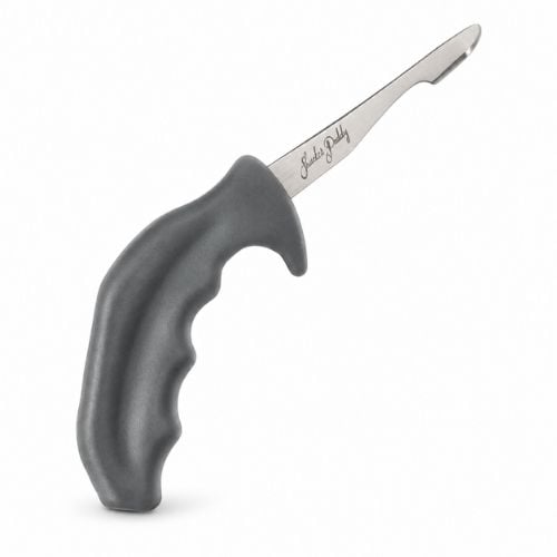 Zyliss Stainless Steel Tapered Blade Oyster Knife With Unique Ergo-Dynamic 135° Angle Handle And Integrated Finger Guard, Gray, Shucker Paddy