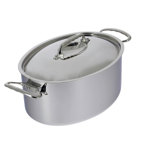 STAINLESS STEEL OVAL STEWPAN WITH LID