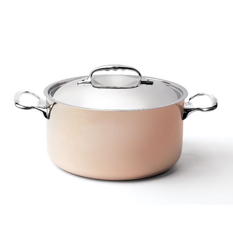 COPPER CASSEROLE WITH S/S LID (INDUCTION-USABLE) Ø28cm