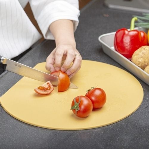 Asahi Elastomer D-Shape Cutting Board L34xW30.5xH0.5cm,Heat Resistant To 100°C, Cream