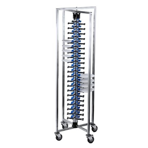 Jiwins Aluminium Alloy Mobile Plate Rack With Stainless Steel Frame For 84 Plates L65×W59×H190cm