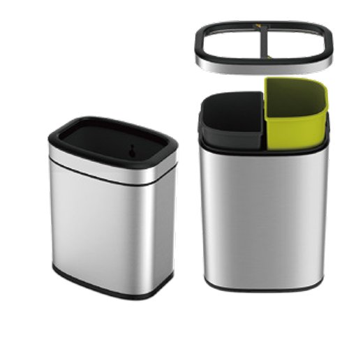 STAINLESS STEEL RECTANGLE OPEN TOP RECYCLING BIN