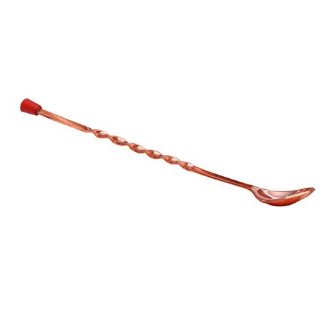 BAR SPOON WITH RED KNOB  (COPPER PLATED)