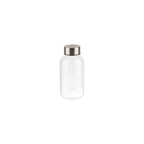 Glass Drinking Bottle With Stainless Steel Cap Ø6.5xH15cm, 300ml, Clear