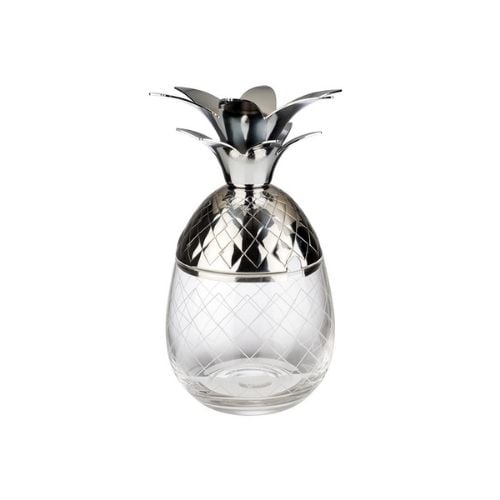 APS Barrel Mug Pineapple Glass With Stainless Steel Lid Ø8.5xH17.5cm, 0.35L