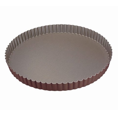 NON-STICK FLUTED ROUND TART MOULD w/FIXED BOTTOM