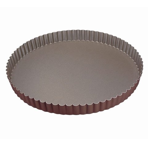 NON-STICK FLUTED ROUND TART MOULD w/FIXED BOTTOM