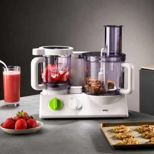 Braun Food Processor With Side By Side Bowl System, 2L & 0.75L, 800W, White/Green • 1 Year Warranty •