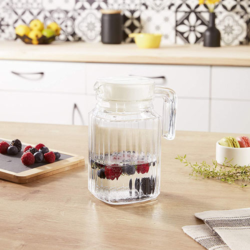 Luminarc Quadro Glass Jug With Lid, 500ml-16¾oz | Sia Huat E-store